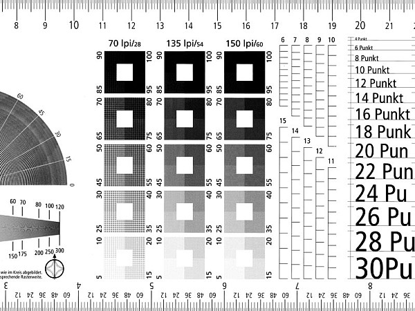 Typometer - Lithometer, Schriftgrößenbestimmung, Zeilenabstand von 6 - 15  Pica Point, Linienmesser, Rasterweiten- und Rasterwinkelmesser