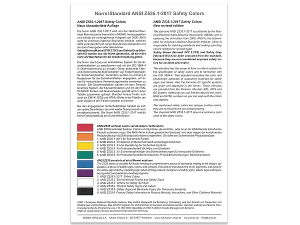 Farbkarte nach ANSI Z535.1