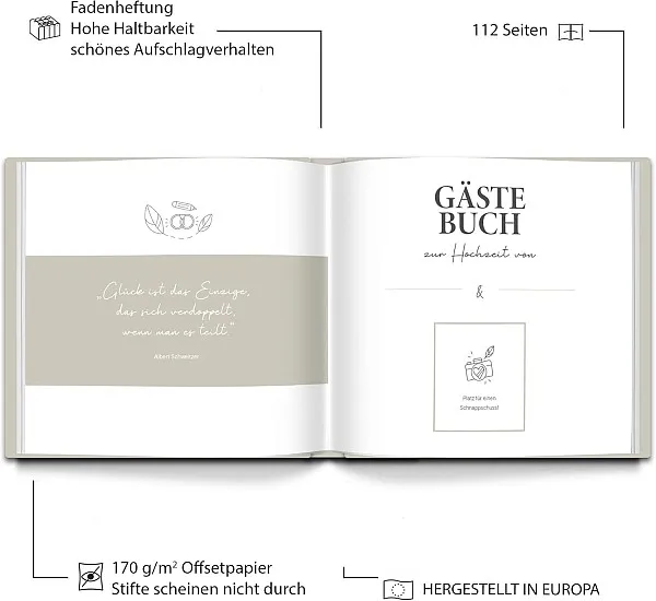 LEAF & GOLD Gästebuch Hochzeit