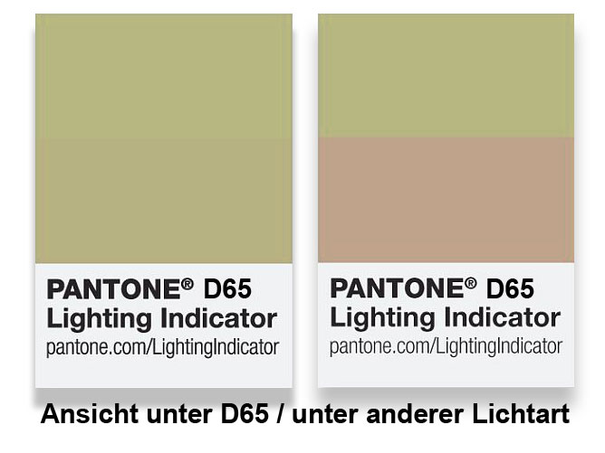 Pantone Metamerie Sticker für Normlicht D65